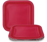 Platos de postre cuadrados rojo rubí 7 pulgadas, 12 quilates.