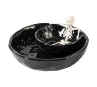 Platos de salsa pequeños cráneos de cerámica, espeluznantes platos decorativos de Halloween