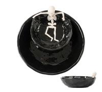 Platos de salsa pequeños cráneos de cerámica, espeluznantes platos decorativos de Halloween