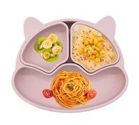 Platos de Silicona para Bebé - Platos con Ventosa en Forma de Oso para Bebés, Platos Infantiles Antideslizantes para Bebés y Niños de 6 Meses, Diseño Dividido, Platos para Bebé Firulab
