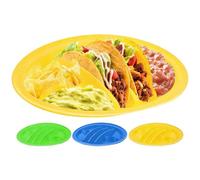 Platos de taco, platos de taco con divisores, estante para tostadas, soporte para servir, diseño de pie, de burrito, bandeja colorida apta para microondas y lavavajillas para cena,