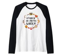 Platos de Todo el Mundo Cocina Global Foodie Travel Camiseta Manga Raglan