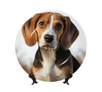 Platos decorativos de cerámica con diseño de perro Beagle, plato decorativo de porcelana china con soporte de exhibición hecho a mano, adorno de cerámica con personalidad, plato de cena de porcelana
