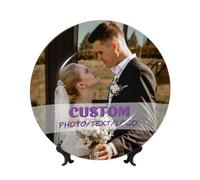 Platos decorativos de cerámica con foto personalizada,Plato de cerámica decorativo con soporte,plato de cerámica personalizado con foto/imagen/texto,Regalos Conmemorativos para Pareja Amigo De La