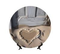 Platos decorativos de cerámica para puerta de corazón de arena de playa, plato decorativo de porcelana con soporte de exhibición hecho a mano, adorno de cerámica con personalidad, plato de cena de