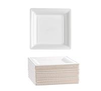 Platos Desechable Vajilla Ecológica y Biodegradable 100 piezas,Platos Caña de Azúca Blanca Desechables Extrafuertes Cuadrado 16cm para Fiestas,Camping,Picnic,Barbacoas