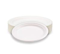 Platos Desechable Vajilla Ecológica y Biodegradable 50 piezas,Platos Caña de Azúca Blanca Desechables Extrafuertes Oval 26cm para Fiestas,Camping,Picnic,Barbacoas