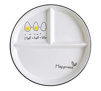 Platos Divididos en 3 Porcelana, Plato de Porciones Dieta para Adultos, Plato de Control Alimenticio para Hogares, Restaurantes, Hoteles