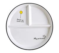 Platos Divididos en 3 Porcelana, Plato de Porciones Dieta para Adultos, Plato de Control Alimenticio para Hogares, Restaurantes, Hoteles