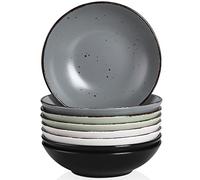 Platos Jondos de Gres, Juego de 8 Platos Hondos Vancasso MODA, Cuencos de Cereales, Cuenco de Fideos, Ensaladera, Platos Hondos para 8 Personas, 600ml
