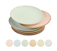 Platos Llanos Ceramica Plato Llano - Juego de Platos de Cena Para 6 Personas - Set de Platos Planos en Estilo Colores - Platos Grandes para Servir Plato Principal | Bistec | Ensalada | Pasta - 25,3 cm
