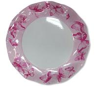Platos llanos de papel de pétalo mariposa rosa 27 cm 8 piezas