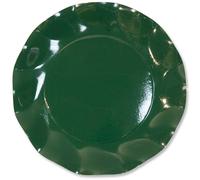 Platos llanos de papel de pétalos verdes oscuros, 24 cm, 10 unidades