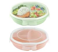 Platos para microondas, 2 piezas de vajilla para microondas con tapa, recipiente de almacenamiento, vajilla, plato con división, irrompible, platos divididos, calefacción, congelación, irrompible