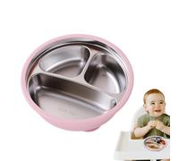 Platos para Niños de Acero Inoxidable,Platos Divisorios de Acero Inoxidable con Funda de Silicona - Cuenco Infantil Antideslizantes Para Comedor Infantil Jardín De Infancia Acampada Picnic Exterior