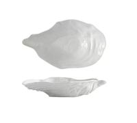 Platos para servir, platos de postre blancos, platos pequeños de cerámica para servir pasteles, ensaladas, entrantes, apilables (M,blanco)