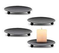 Platos para Velas 4 Piezas Portavelas de Hierro Retro Candelabros Soporte Velas Cera Decorativas para SPA/Hogar/Fiesta/Boda-Negro 10x10x1cm