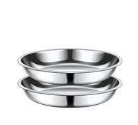 Platos pequeños de acero inoxidable, platos redondos de metal irrompibles de 6 pulgadas, plato de camping a prueba de óxido para exteriores, ensalada, fruta, aperitivos (10.35inch, 2pcs)