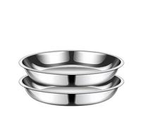 Platos pequeños de acero inoxidable, platos redondos de metal irrompibles de 6 pulgadas, plato de camping a prueba de óxido para exteriores, ensalada, fruta, aperitivos (9.25, 2pcs)