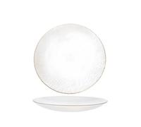 Platos pequeños de vidrio, platos de vidrio texturizado de 6 pulgadas con bordes dorados, plato transparente a rayas onduladas, platos de vidrio para ensaladas de frutas, postres y aperitivos, 2