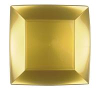 Platos Pisos Nice Oro Cuadrados 23x23 CM 12pz Goldplast - Fiesta Navidad