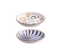 Platos Platos de postre Platos de cerámica china para el hogar Plato redondo de porcelana con patrón de flores geométricas Plato de plato apto para microondas/lavavajillas Platos de ensalada (Color: E