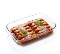 Platos rectangulares a prueba de horno de 1,6 L, tostador de vidrio, resistente a los golpes térmicos, fuente de vidrio transparente para horno, microondas, lavavajillas