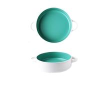 Platos Tazón de sopa de cerámica for el hogar, tazón de ensalada grande de estilo nórdico creativo, plato de fruta con asa Vajilla De Cena(B,1PC)
