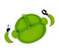 Platos y utensilios para niños | Cuencos y platos de silicona con forma de plátano mono, aptos para lavavajillas y microondas, plato dividido a prueba de derrames para una fácil alimentación