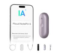Plaud NotePin S Grabadora de Voz IA con botón de grabación táctil Transcripción IA Tomar Notas Transcripción Resumen IA para Reuniones Llamadas Entrevistas Charlas Clases Teams con 4 Accesorios
