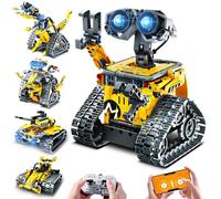 Plaxsoon - Robot de control remoto 5 en 1, juguete de construcción mecánica, 520 unidades con aplicación, modelo robot tanque coche dinosaurio, RC recargable, regalo cumpleaños niños 6-12 años