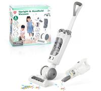 PLAY 2 en 1 Aspiradora Juguete Set, Aspiradora Niños con Partículas de EVA, Efecto de Succión y Sonido Realista, Set de Electrodomésticos Juguete para Niños 3+ Años