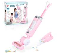 PLAY 2 en 1 Aspiradora Juguete Set, Aspiradora Niños con Partículas de EVA, Efecto de Succión y Sonido Realista, Set de Electrodomésticos Juguete para Niños 3+ Años (Rosa)