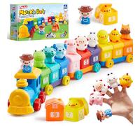 Play-Act Montessori Tren de Granja para Contar, Combinar y Clasificar, Incluye 9 Animales Granja y 1 Granjero, Aprendizaje para Niños 1-3 Años