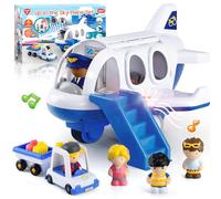 Play Avión de Juguete para Niños 1-3 Años - Set de Aviones Viaje con Maletero, Muñecos, Sonidos Realistas y Luces - Avión Infantil para Niñas y Niños - Regalo Cumpleaños/Navidad