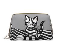 Play Ball Kitty - Bolsa de maquillaje grande portátil de cuero, cuero de PVC, cierre de cremallera, bolsa de aseo de viaje, bolsa de almacenamiento de viaje, White, Talla única