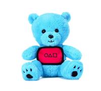 Play by Play Squid Game El Desafío The Challenge Peluche Teddy Bear azul con caja Display Osito con una tarjeta dalgona - Altura 25 cm