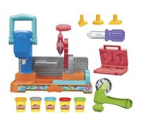 Play-Doh Banco de Herramientas Set de Manualidades con Plastilina con Sellos, Herramientas de Juguete y 5 Botes de Colores Diferentes, Niños y Niñas de 3 Años o Más