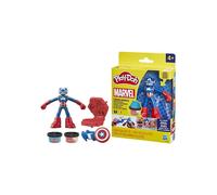 Play-Doh Capitán América, set de escudo estampador con figura flexible, accesorios y masa para modelar, a partir de 4 años, Marvel