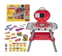 Play-Doh Sizzlin' Grill - Juego con luces y sonidos, 17 accesorios, juguetes de barbacoa para niños y niñas de 3 años en adelante, juego de comida para artes y manualidades, rojo