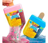 Play-Doh Melty Pop Super Stretch - Paquete de 2 - Contenedores reutilizables para guardar paletas heladas con aroma a arndano y sanda - Juguete