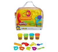 Play-Doh Set de Iniciación con 9 Accesorios como Tijeras, Rodillo y Moldes y 4 Botes de Plastilina No Tóxica, Juguetes Infantiles y Niños y Niñas de 3 Años o Más