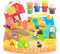 PLAY Granja Juguete de Plastilina para Niños, Granja Juego Plastilina con Varias Herramientas, Moldes de Animales & 8 Frascos de Plastilina, Animal Farm Toy Plastilina para Niños 3+ Años