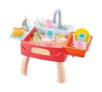 Play Kitchen, Kitchen Water Sink, Interactive Play Skill Enhancement Durable Design Bright Colors Safe Materials Smooth Ramps, Pretend Toys for Fine Motor Skills Practice 17.91x14.17inches