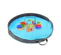 Play Mat, Storage Bag, Brick Organizer, Foldable Canvas, Portable Round Design with Handle, Large Capacity, Quick Clean, Nursery Travel, Classroom, Fast Pack, Outdoor, 66.8x66.8x7cm