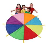 Play Parachute With Handles 6.56 Ft / 9.84 Ft Diameter Rainbow Color