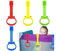 Play Pen Pull Up Rings - 4 Pieces nursery rings, infant handles, durable adjustable learning balance grips | baby standing coordination development aid for playtime use