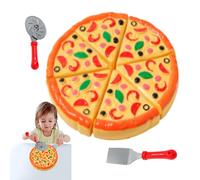 Play Pizza Set for Kids-Board de pizzería de construcción magnética, bocadillo divertido Set de comida de Fingend Food | Discos de queso de salsa de bandeja interactiva, construcción duradera segura p