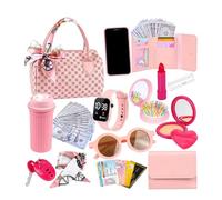 Play Purse for Little Girls, Toy Purse with Accessories, Princess Set, Role Playing Handbag, Imaginative Games for Young Kids Indoor Outdoor Birthday Gift, 7.87x4.33x5.12 Inches