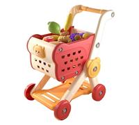 Play Shopping Cart Set, Pretend Grocery Toy with Fake Food Accessories, Educational Push Walker, Sturdy Interactive Design, Made of Excellent Abs Material, 10.63x15.75x19.69in